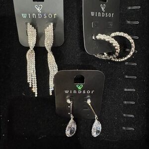 New 3pk silver party wear earrings
